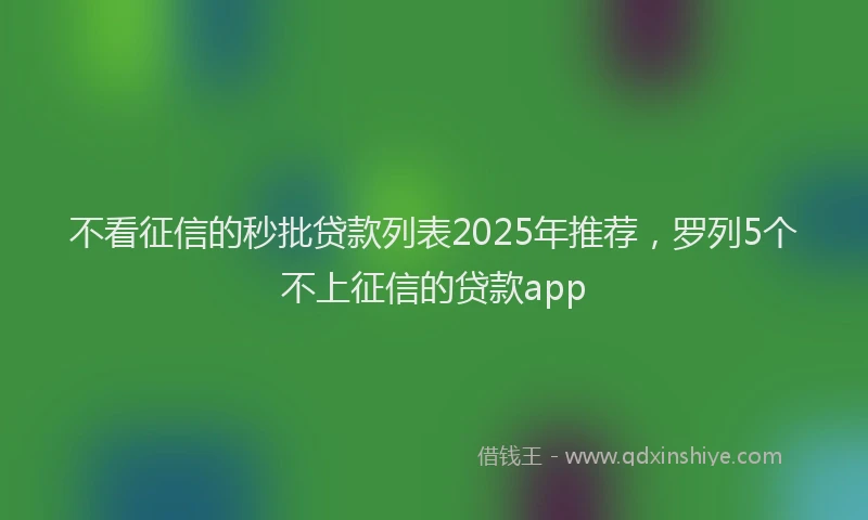 不看征信的秒批贷款列表2025年推荐，罗列5个不上征信的贷款app