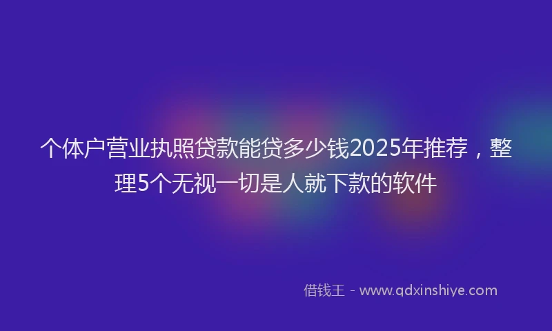 个体户营业执照贷款能贷多少钱2025年推荐,整理5个无视一切是人就下款的软件