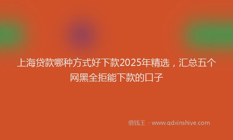 上海贷款哪种方式好下款2025年精选，汇总五个网黑全拒能下款的口子