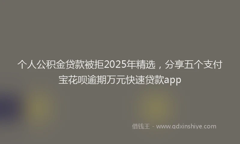 个人公积金贷款被拒2025年精选，分享五个支付宝花呗逾期万元快速贷款app