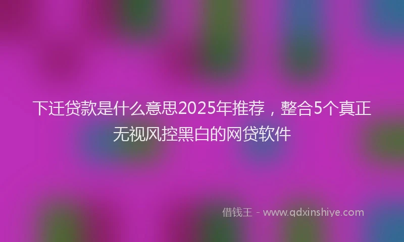 下迁贷款是什么意思2025年推荐，整合5个真正无视风控黑白的网贷软件