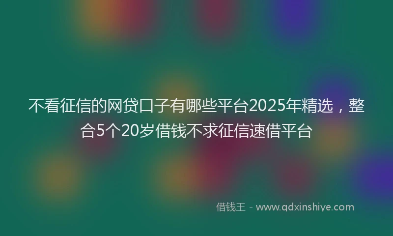 不看征信的网贷口子有哪些平台2025年精选，整合5个20岁借钱不求征信速借平台