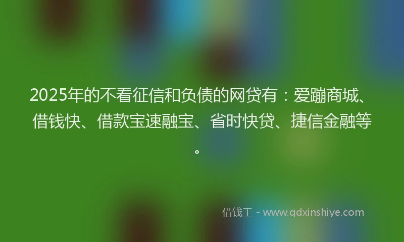 2025年的不看征信和负债的网贷有：爱蹦商城、借钱快、借款宝速融宝、省时快贷、捷信金融等。