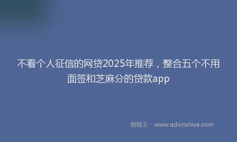 不看个人征信的网贷2025年推荐，整合五个不用面签和芝麻分的贷款app