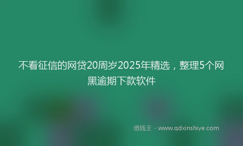 不看征信的网贷20周岁2025年精选，整理5个网黑逾期下款软件