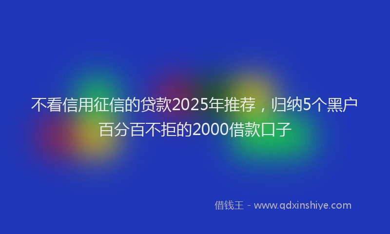 不看信用征信的贷款2025年推荐，归纳5个黑户百分百不拒的2000借款口子
