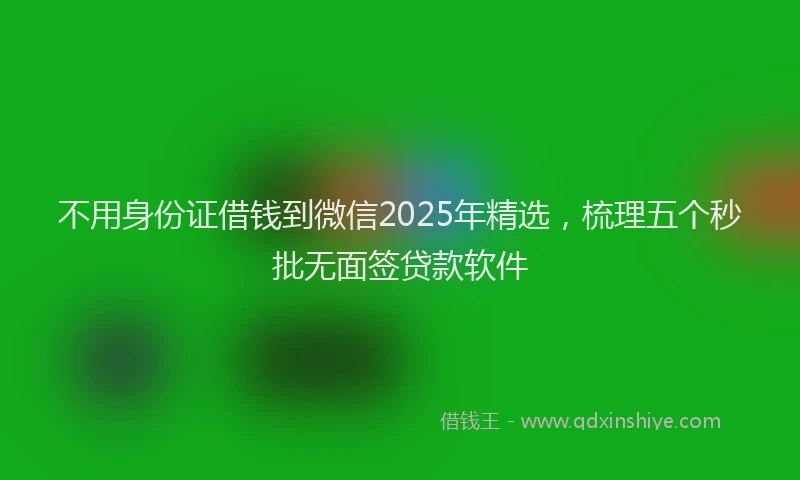 不用身份证借钱到微信2025年精选，梳理五个秒批无面签贷款软件