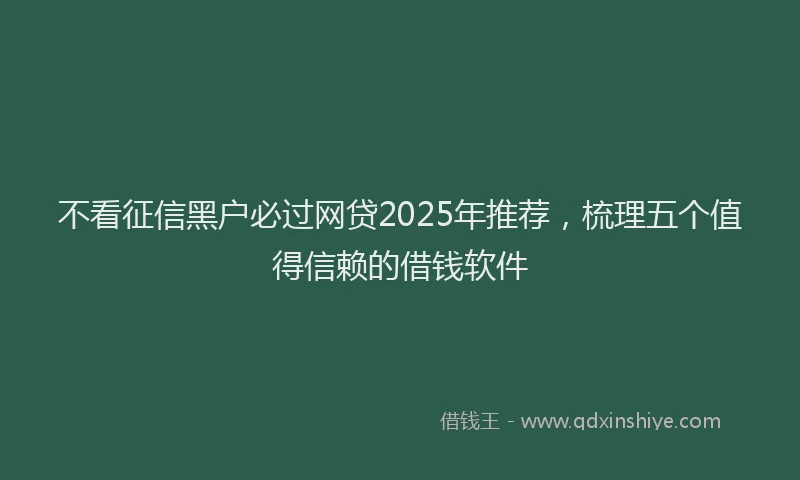 不看征信黑户必过网贷2025年推荐，梳理五个值得信赖的借钱软件