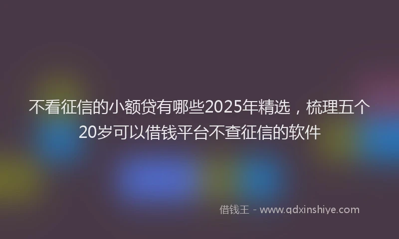 不看征信的小额贷有哪些2025年精选，梳理五个20岁可以借钱平台不查征信的软件