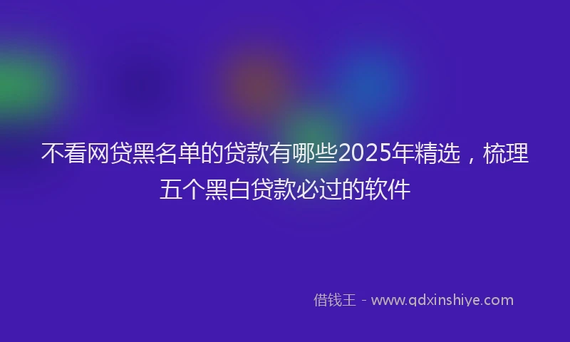 不看网贷黑名单的贷款有哪些2025年精选，梳理五个黑白贷款必过的软件