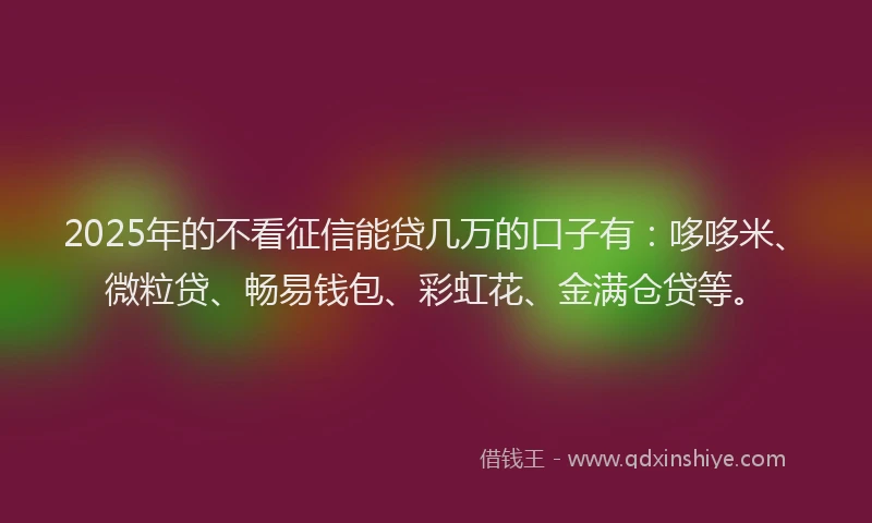 2025年的不看征信能贷几万的口子有：哆哆米、微粒贷、畅易钱包、彩虹花、金满仓贷等。