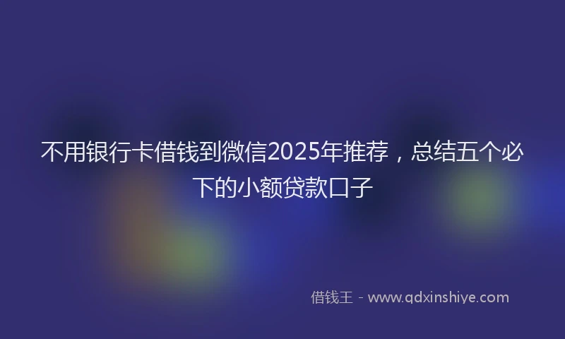 不用银行卡借钱到微信2025年推荐，总结五个必下的小额贷款口子