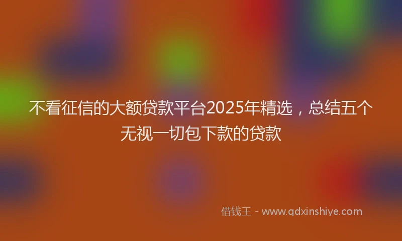 不看征信的大额贷款平台2025年精选，总结五个无视一切包下款的贷款