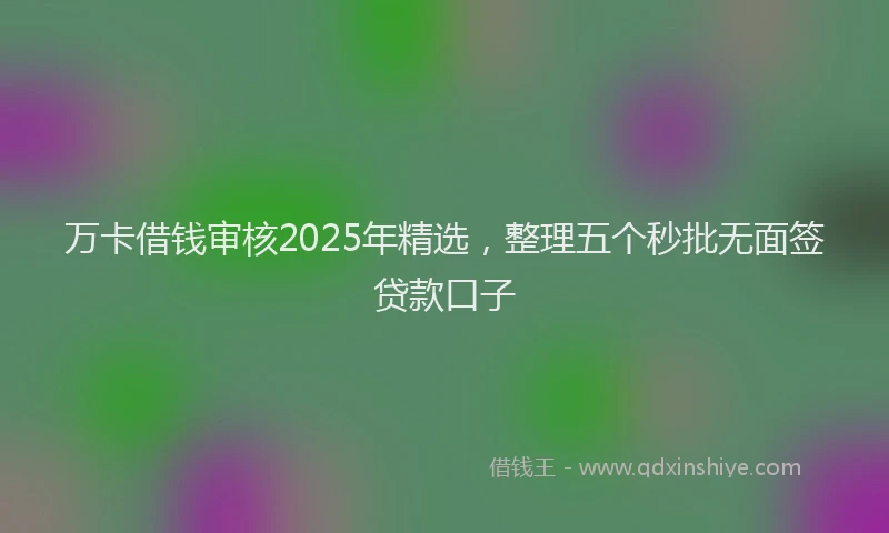 万卡借钱审核2025年精选，整理五个秒批无面签贷款口子