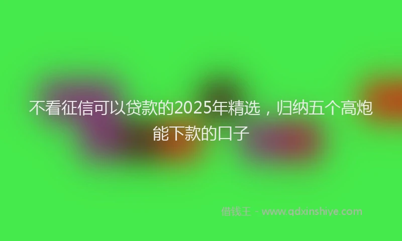 不看征信可以贷款的2025年精选，归纳五个高炮能下款的口子