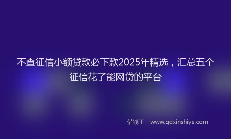 不查征信小额贷款必下款2025年精选，汇总五个征信花了能网贷的平台