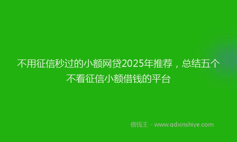 不用征信秒过的小额网贷2025年推荐，总结五个不看征信小额借钱的平台