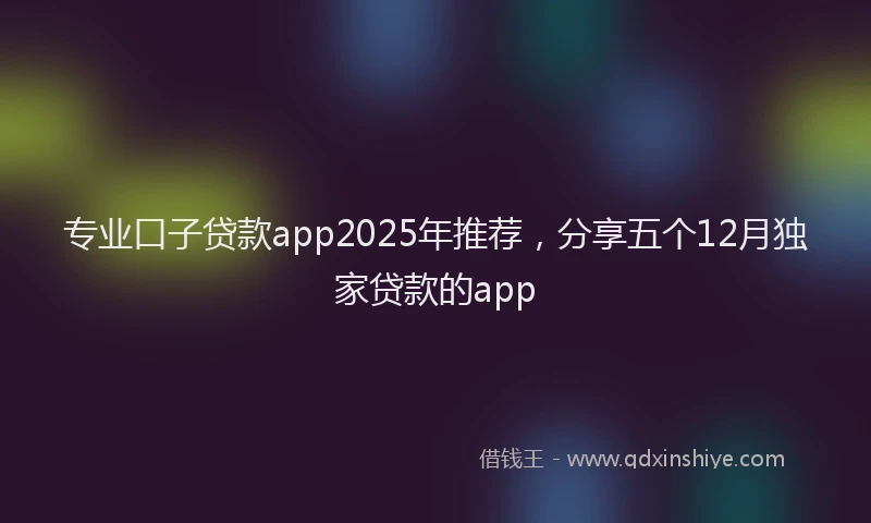 专业口子贷款app2025年推荐，分享五个12月独家贷款的app