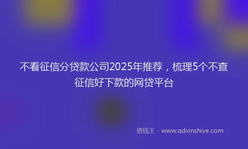 不看征信分贷款公司2025年推荐，梳理5个不查征信好下款的网贷平台