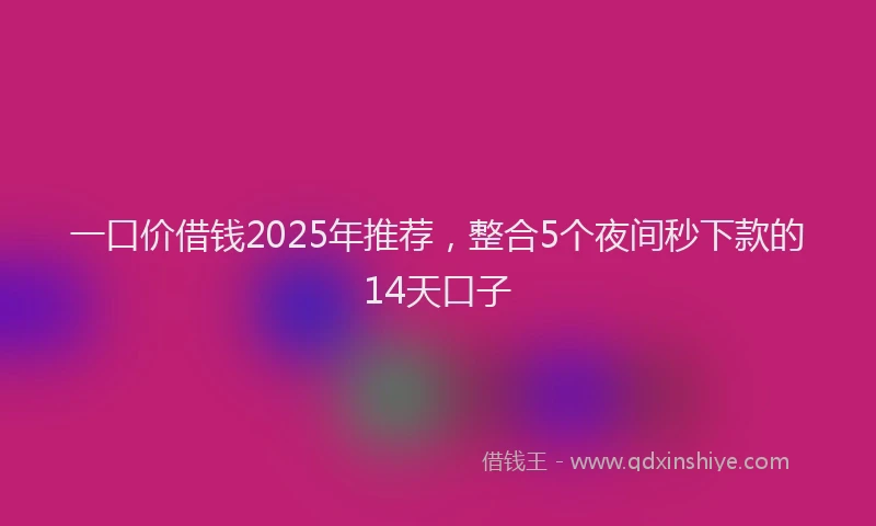 一口价借钱2025年推荐，整合5个夜间秒下款的14天口子