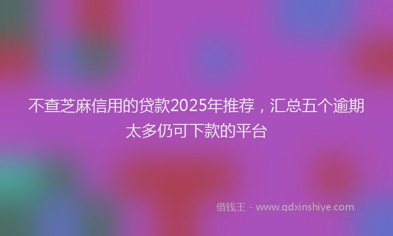 不查芝麻信用的贷款2025年推荐，汇总五个逾期太多仍可下款的平台
