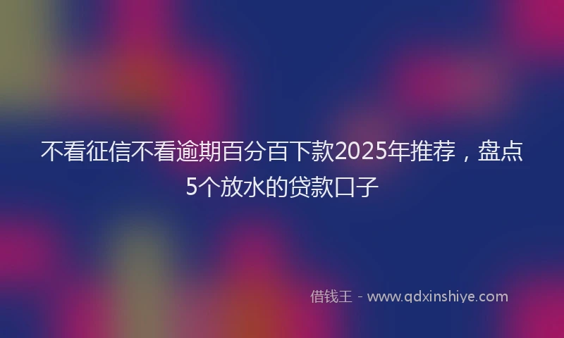 不看征信不看逾期百分百下款2025年推荐，盘点5个放水的贷款口子