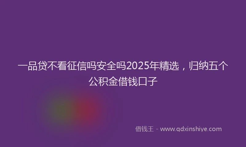 一品贷不看征信吗安全吗2025年精选，归纳五个公积金借钱口子