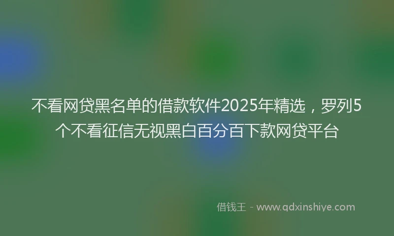 不看网贷黑名单的借款软件2025年精选，罗列5个不看征信无视黑白百分百下款网贷平台