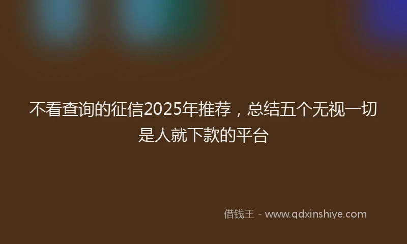 不看查询的征信2025年推荐，总结五个无视一切是人就下款的平台