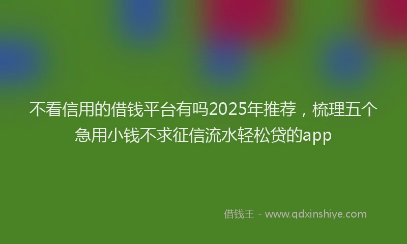 不看信用的借钱平台有吗2025年推荐，梳理五个急用小钱不求征信流水轻松贷的app