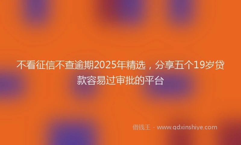 不看征信不查逾期2025年精选，分享五个19岁贷款容易过审批的平台