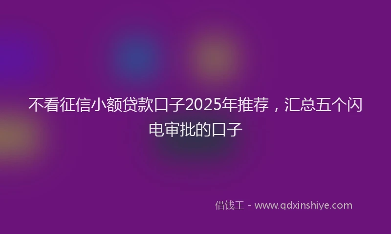 不看征信小额贷款口子2025年推荐，汇总五个闪电审批的口子