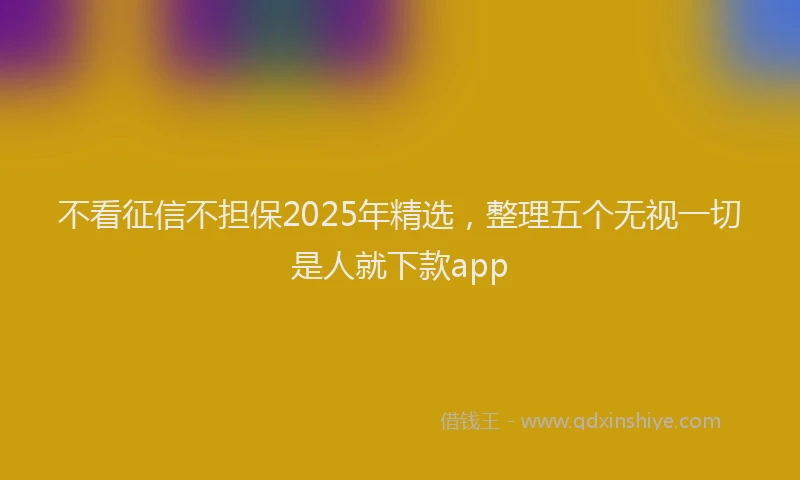 不看征信不担保2025年精选，整理五个无视一切是人就下款app
