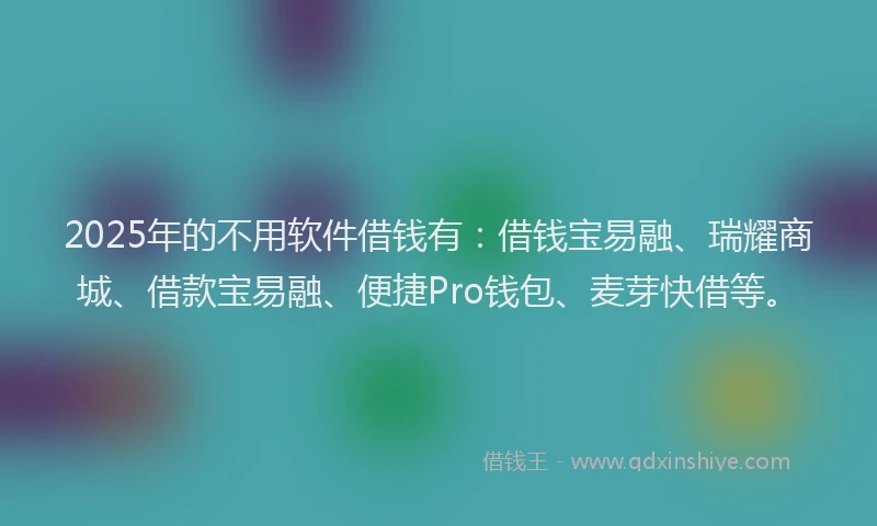 2025年的不用软件借钱有：借钱宝易融、瑞耀商城、借款宝易融、便捷Pro钱包、麦芽快借等。