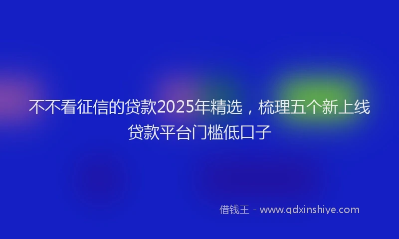 不不看征信的贷款2025年精选，梳理五个新上线贷款平台门槛低口子