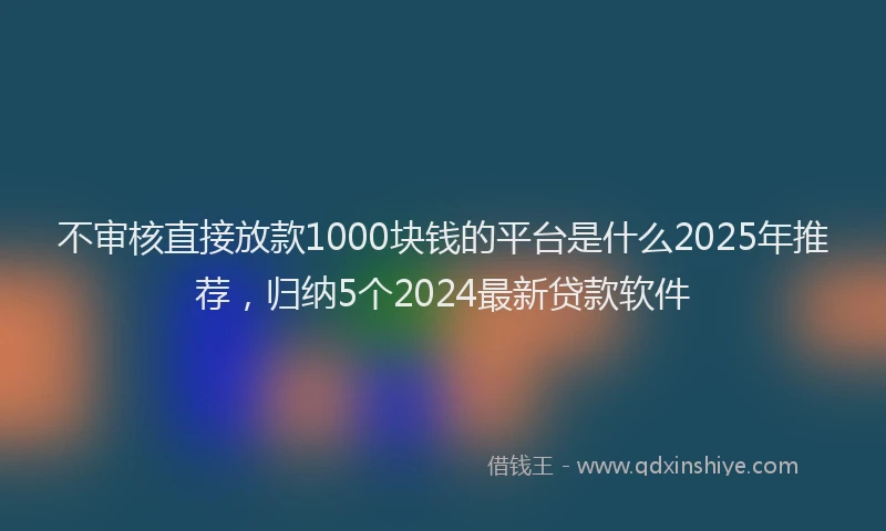 不审核直接放款1000块钱的平台是什么2025年推荐，归纳5个2024最新贷款软件