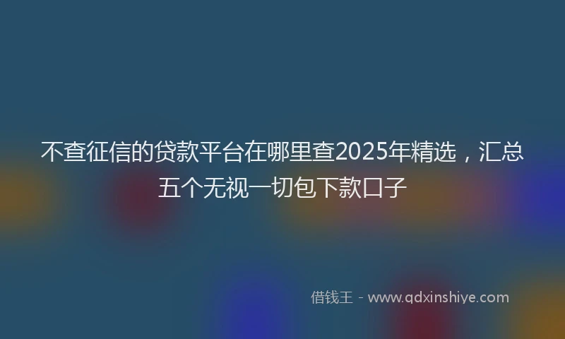 不查征信的贷款平台在哪里查2025年精选，汇总五个无视一切包下款口子