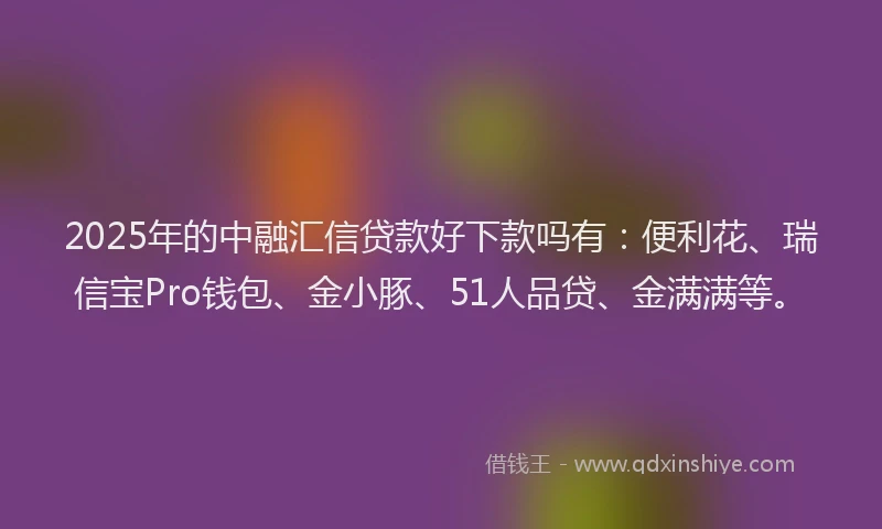 2025年的中融汇信贷款好下款吗有：便利花、瑞信宝Pro钱包、金小豚、51人品贷、金满满等。