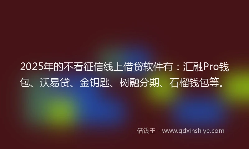 2025年的不看征信线上借贷软件有：汇融Pro钱包、沃易贷、金钥匙、树融分期、石榴钱包等。