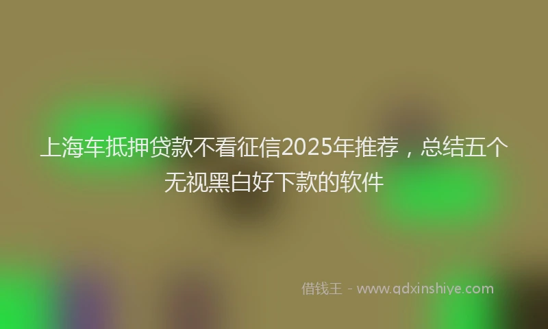 上海车抵押贷款不看征信2025年推荐，总结五个无视黑白好下款的软件