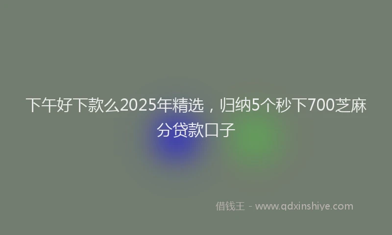 下午好下款么2025年精选,归纳5个秒下700芝麻分贷款口子