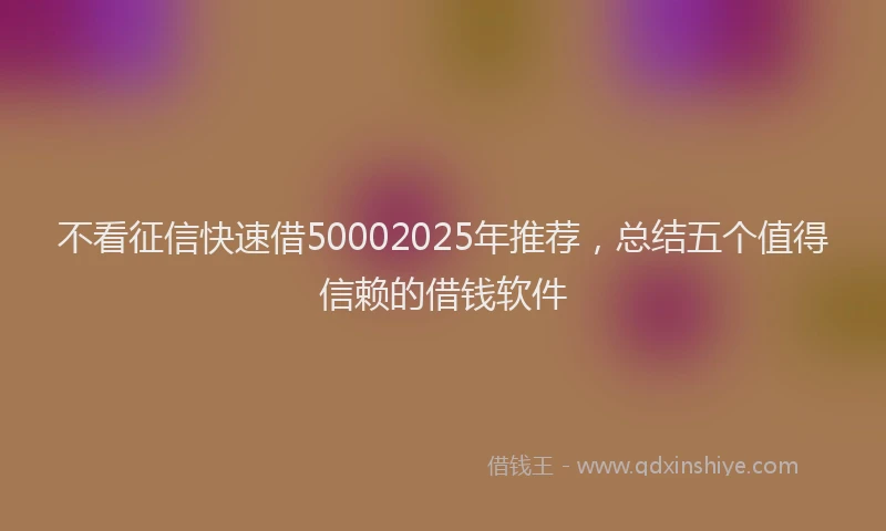 不看征信快速借50002025年推荐，总结五个值得信赖的借钱软件