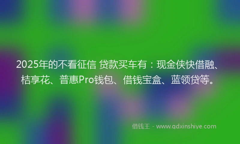 2025年的不看征信 贷款买车有：现金侠快借融、桔享花、普惠Pro钱包、借钱宝盒、蓝领贷等。