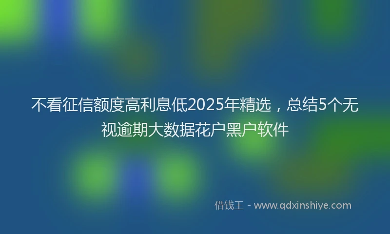 不看征信额度高利息低2025年精选，总结5个无视逾期大数据花户黑户软件