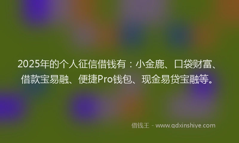 2025年的个人征信借钱有：小金鹿、口袋财富、借款宝易融、便捷Pro钱包、现金易贷宝融等。