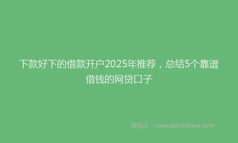 下款好下的借款开户2025年推荐，总结5个靠谱借钱的网贷口子