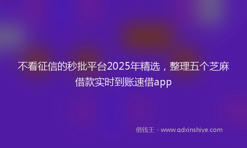 不看征信的秒批平台2025年精选，整理五个芝麻借款实时到账速借app