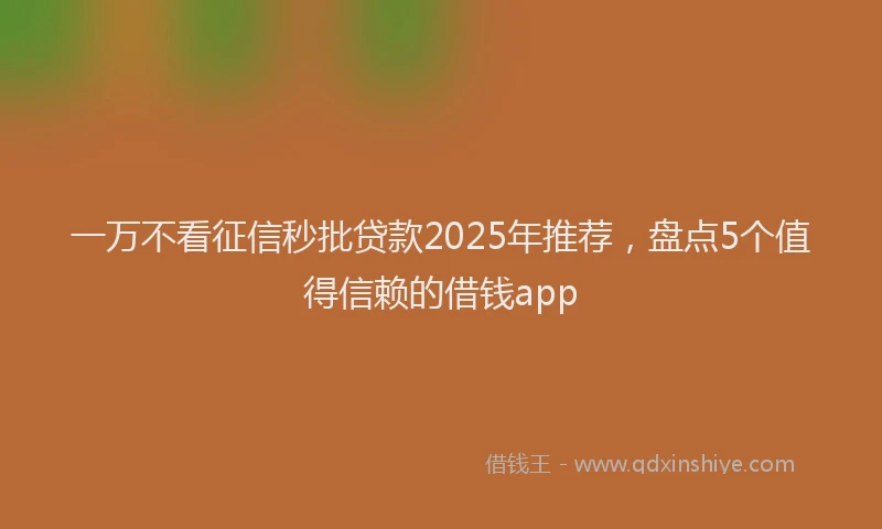 一万不看征信秒批贷款2025年推荐，盘点5个值得信赖的借钱app