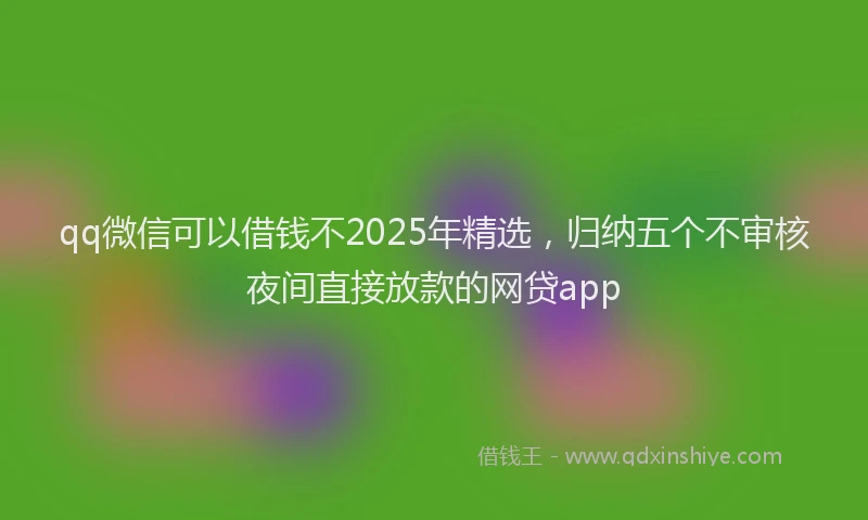 qq微信可以借钱不2025年精选，归纳五个不审核夜间直接放款的网贷app