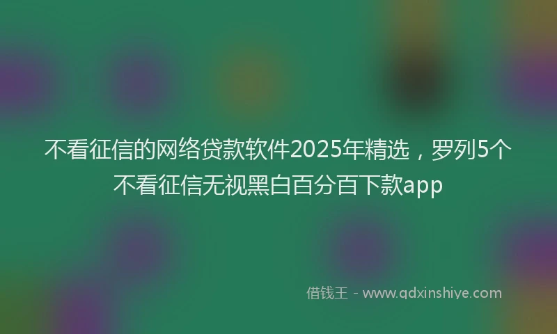 不看征信的网络贷款软件2025年精选，罗列5个不看征信无视黑白百分百下款app